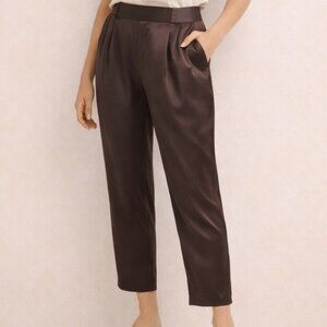 ATM Anthony Thomas Melillo Silk Pull-On Pants Dark Brown Small